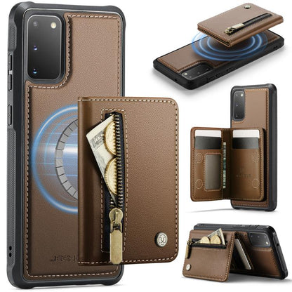 JEEHOOD J12 Exquisite RFID MagSafe Zipper Card Bag Phone Case, For Samsung Galaxy S20 FE 5G, For Samsung Galaxy S20 Ultra 5G, For Samsung Galaxy S20, For Samsung Galaxy S20+