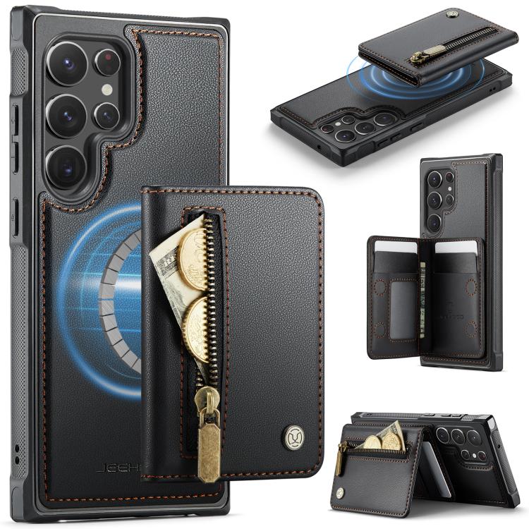 JEEHOOD J12 Exquisite RFID MagSafe Zipper Card Bag Phone Case, For Galaxy S26 FE 5G, For Samsung Galaxy S26+ 5G, For Samsung Galaxy S26 Ultra 5G, For Samsung Galaxy S26 5G, For Samsung Galaxy S25 FE 5G, For Samsung Galaxy S25 Edge 5G                   ...
