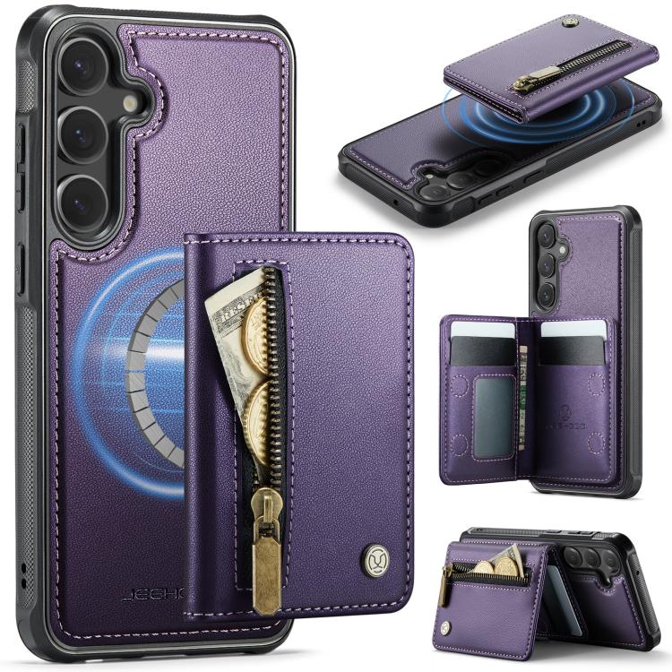 JEEHOOD J12 Exquisite RFID MagSafe Zipper Card Bag Phone Case, For Galaxy S26 FE 5G, For Samsung Galaxy S26+ 5G, For Samsung Galaxy S26 Ultra 5G, For Samsung Galaxy S26 5G, For Samsung Galaxy S25 FE 5G, For Samsung Galaxy S25 Edge 5G                   ...