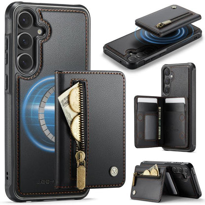 JEEHOOD J12 Exquisite RFID MagSafe Zipper Card Bag Phone Case, For Galaxy S26 FE 5G, For Samsung Galaxy S26+ 5G, For Samsung Galaxy S26 Ultra 5G, For Samsung Galaxy S26 5G, For Samsung Galaxy S25 FE 5G, For Samsung Galaxy S25 Edge 5G                   ...
