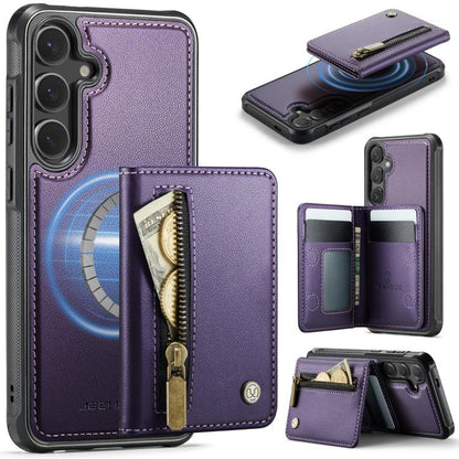 JEEHOOD J12 Exquisite RFID MagSafe Zipper Card Bag Phone Case, For Galaxy S26 FE 5G, For Samsung Galaxy S26+ 5G, For Samsung Galaxy S26 Ultra 5G, For Samsung Galaxy S26 5G, For Samsung Galaxy S25 FE 5G, For Samsung Galaxy S25 Edge 5G                   ...