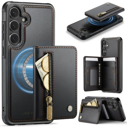 JEEHOOD J12 Exquisite RFID MagSafe Zipper Card Bag Phone Case, For Galaxy S26 FE 5G, For Samsung Galaxy S26+ 5G, For Samsung Galaxy S26 Ultra 5G, For Samsung Galaxy S26 5G, For Samsung Galaxy S25 FE 5G, For Samsung Galaxy S25 Edge 5G                   ...