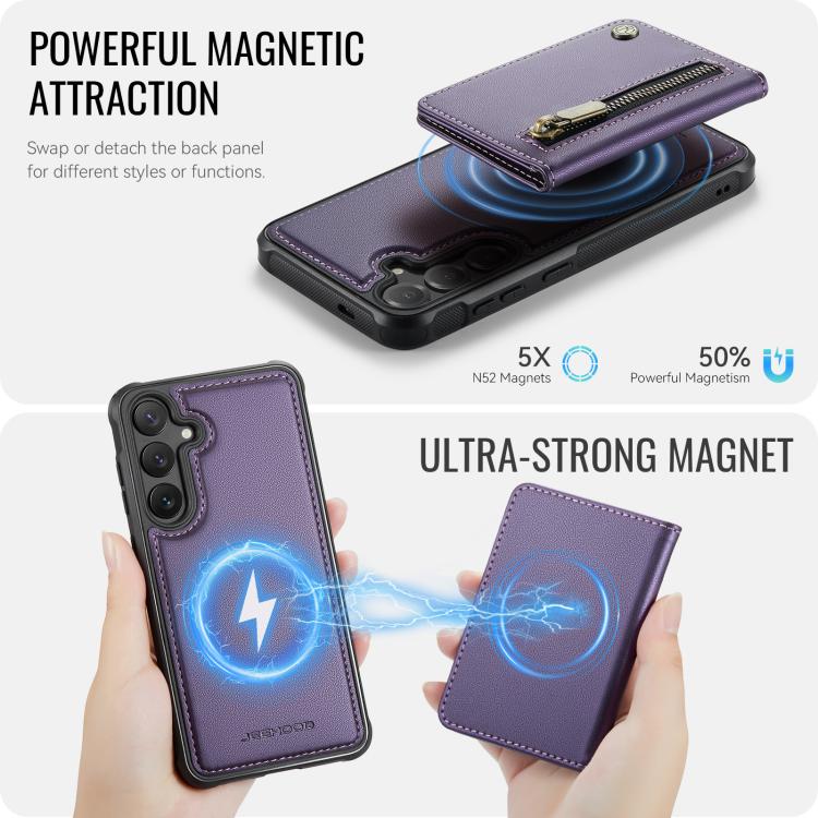 JEEHOOD J12 Exquisite RFID MagSafe Zipper Card Bag Phone Case, For Galaxy S26 FE 5G, For Samsung Galaxy S26+ 5G, For Samsung Galaxy S26 Ultra 5G, For Samsung Galaxy S26 5G, For Samsung Galaxy S25 FE 5G, For Samsung Galaxy S25 Edge 5G                   ...