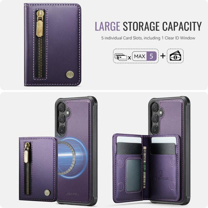 JEEHOOD J12 Exquisite RFID MagSafe Zipper Card Bag Phone Case, For Galaxy S26 FE 5G, For Samsung Galaxy S26+ 5G, For Samsung Galaxy S26 Ultra 5G, For Samsung Galaxy S26 5G, For Samsung Galaxy S25 FE 5G, For Samsung Galaxy S25 Edge 5G                   ...