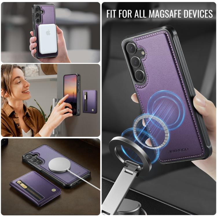JEEHOOD J12 Exquisite RFID MagSafe Zipper Card Bag Phone Case, For Galaxy S26 FE 5G, For Samsung Galaxy S26+ 5G, For Samsung Galaxy S26 Ultra 5G, For Samsung Galaxy S26 5G, For Samsung Galaxy S25 FE 5G, For Samsung Galaxy S25 Edge 5G                   ...