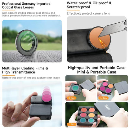 For DJI Osmo Nano Sunnylife Camera Lens Filter, Black Mist 1/4, CPL, MCUV, ND8, ND16, ND32, ND64, ND8PL, ND16PL, ND32PL, ND64PL, 3 in 1 Light Shadow, 3 in 1 Mixed Filter, 4 in 1 Mixed Filter, 4 in 1 ND, 4 in 1 NDPL, 6 in 1 Mixed Filter