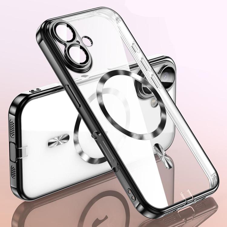 Plating Paint TPU MagSafe Phone Case with Dust Plug & Lens Film, For iPhone 16 Pro Max, For iPhone 16 Pro, For iPhone 16, For iPhone 15 Pro Max, For iPhone 15 Pro, For iPhone 15