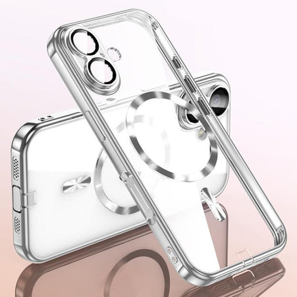 Plating Paint TPU MagSafe Phone Case with Dust Plug & Lens Film, For iPhone 16 Pro Max, For iPhone 16 Pro, For iPhone 16, For iPhone 15 Pro Max, For iPhone 15 Pro, For iPhone 15