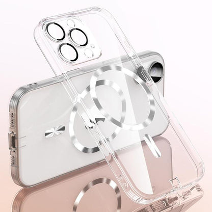Plating Paint TPU MagSafe Phone Case with Dust Plug & Lens Film, For iPhone 16 Pro Max, For iPhone 16 Pro, For iPhone 16, For iPhone 15 Pro Max, For iPhone 15 Pro, For iPhone 15