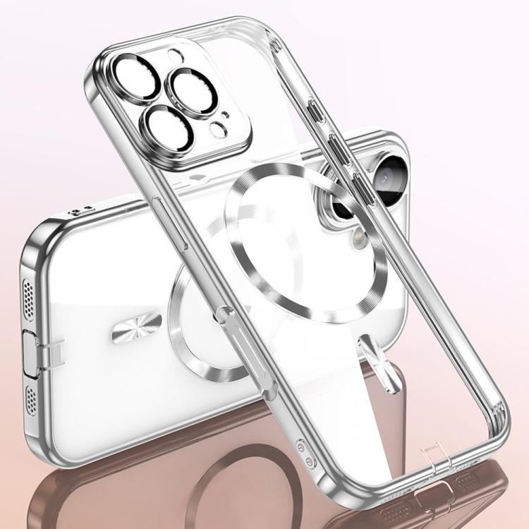 Plating Paint TPU MagSafe Phone Case with Dust Plug & Lens Film, For iPhone 16 Pro Max, For iPhone 16 Pro, For iPhone 16, For iPhone 15 Pro Max, For iPhone 15 Pro, For iPhone 15