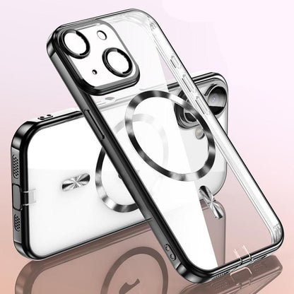 Plating Paint TPU MagSafe Phone Case with Dust Plug & Lens Film, For iPhone 16 Pro Max, For iPhone 16 Pro, For iPhone 16, For iPhone 15 Pro Max, For iPhone 15 Pro, For iPhone 15