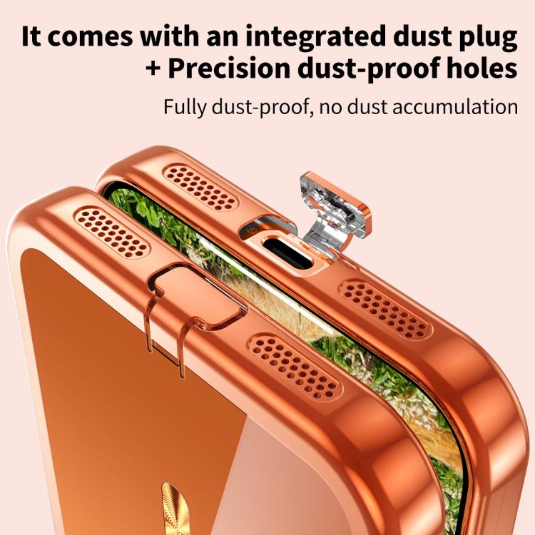 Plating Paint TPU MagSafe Phone Case with Dust Plug & Lens Film, For iPhone 16 Pro Max, For iPhone 16 Pro, For iPhone 16, For iPhone 15 Pro Max, For iPhone 15 Pro, For iPhone 15