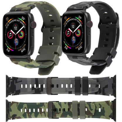 xDfind Black Connector Camouflage Print Silicone Watch Band, For Apple Watch 42 / 44 / 45 / 46 / 49mm, For Apple Watch 38 / 40 / 41 / S10 42mm