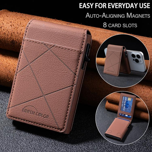 BFK32 Embossed Prismatic MagSafe Magnetic Leather Card Bag