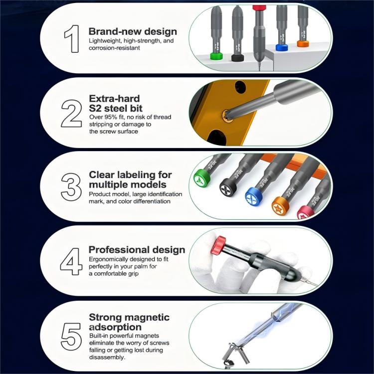 RELIFE RL-717 Rocket-Head Screwdrivers for Disassembling and Repairing (5 in 1 Set)