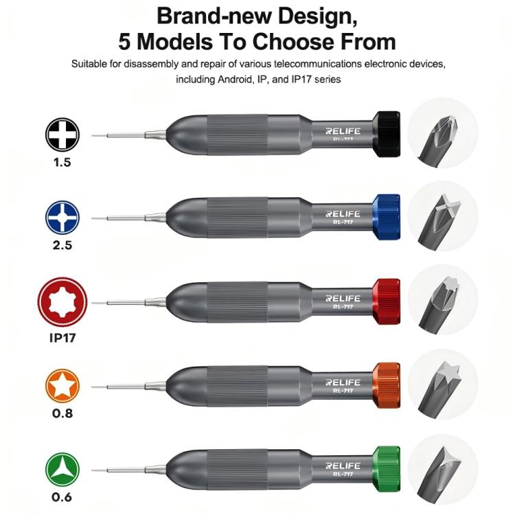 RELIFE RL-717 Rocket-Head Screwdrivers for Disassembling and Repairing (5 in 1 Set)