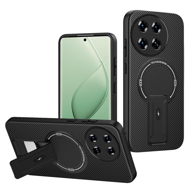 Carbon Fiber Texture MagSafe Phone Case with Holder, For Tecno Spark 30 Pro 4G, For Tecno Spark 30 4G