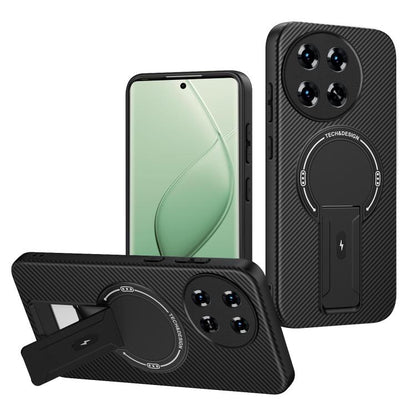 Carbon Fiber Texture MagSafe Phone Case with Holder, For Tecno Spark 30 Pro 4G, For Tecno Spark 30 4G