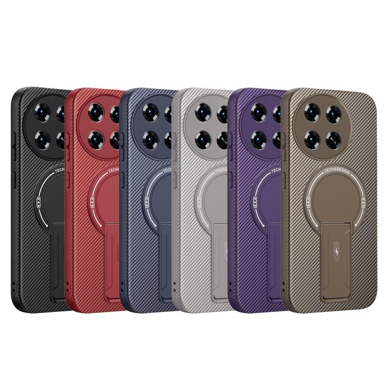 Carbon Fiber Texture MagSafe Phone Case with Holder, For Tecno Spark 30 Pro 4G, For Tecno Spark 30 4G
