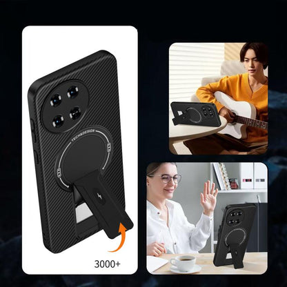 Carbon Fiber Texture MagSafe Phone Case with Holder, For Tecno Spark 30 Pro 4G, For Tecno Spark 30 4G