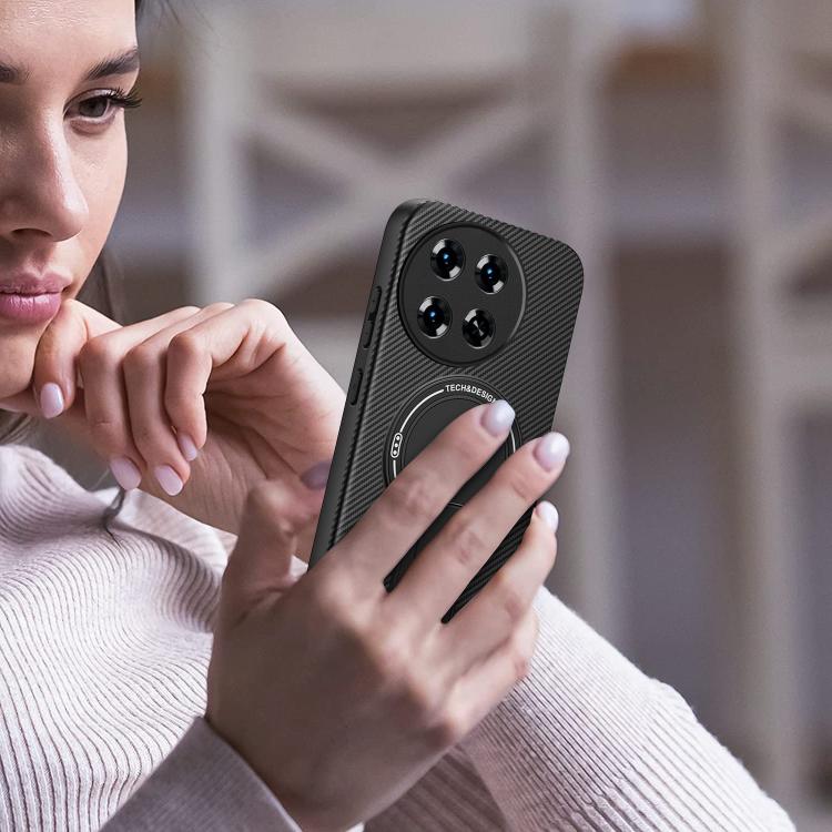 Carbon Fiber Texture MagSafe Phone Case with Holder, For Tecno Spark 30 Pro 4G, For Tecno Spark 30 4G