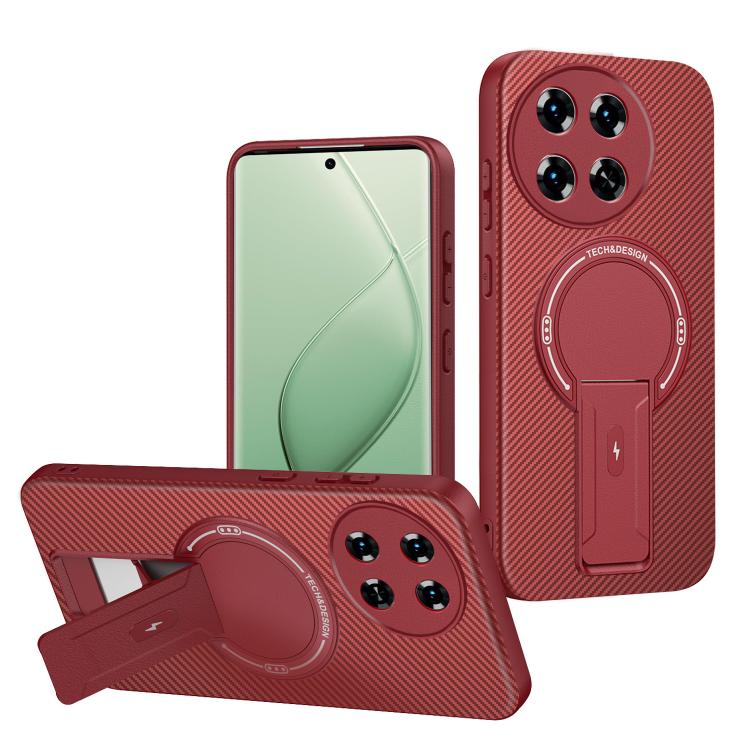 Carbon Fiber Texture MagSafe Phone Case with Holder, For Tecno Spark 30 Pro 4G, For Tecno Spark 30 4G