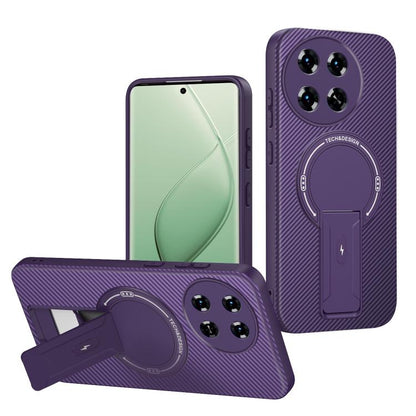 Carbon Fiber Texture MagSafe Phone Case with Holder, For Tecno Spark 30 Pro 4G, For Tecno Spark 30 4G