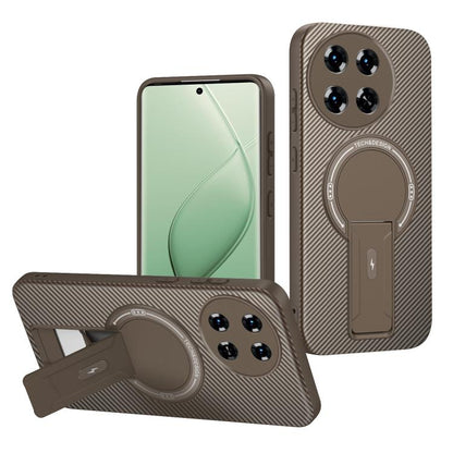 Carbon Fiber Texture MagSafe Phone Case with Holder, For Tecno Spark 30 Pro 4G, For Tecno Spark 30 4G