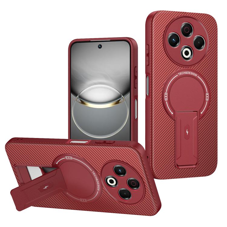 Carbon Fiber Texture MagSafe Phone Case with Holder, For Tecno Spark 30 Pro 4G, For Tecno Spark 30 4G