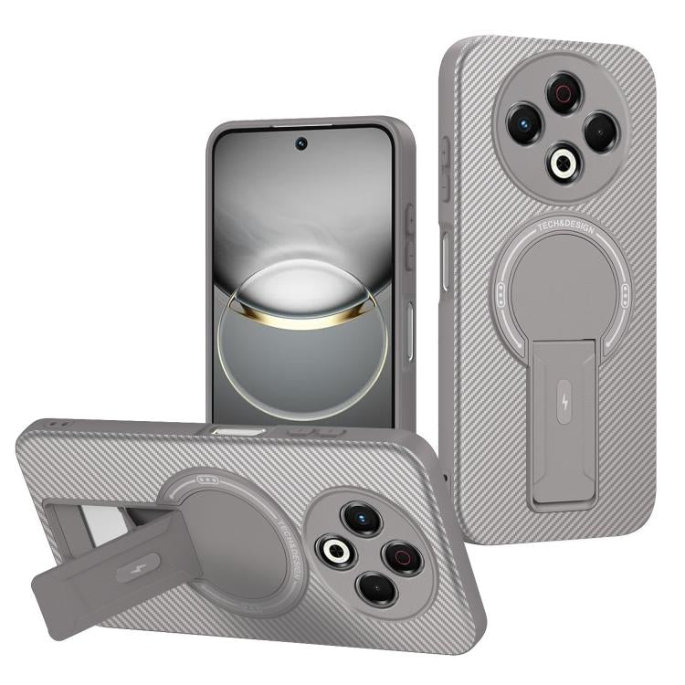 Carbon Fiber Texture MagSafe Phone Case with Holder, For Tecno Spark 30 Pro 4G, For Tecno Spark 30 4G