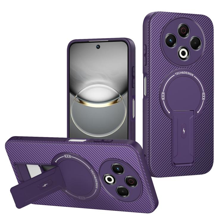 Carbon Fiber Texture MagSafe Phone Case with Holder, For Tecno Spark 30 Pro 4G, For Tecno Spark 30 4G