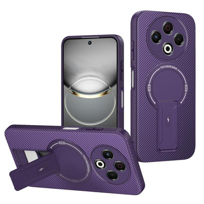 Carbon Fiber Texture MagSafe Phone Case with Holder, For Tecno Spark 30 Pro 4G, For Tecno Spark 30 4G