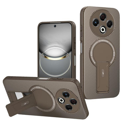 Carbon Fiber Texture MagSafe Phone Case with Holder, For Tecno Spark 30 Pro 4G, For Tecno Spark 30 4G