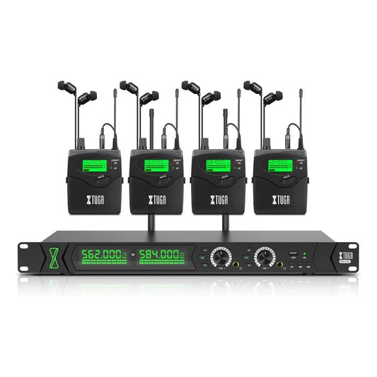 XTUGA RW2090 Professional Stage Wireless 2 Channel In Ear Monitoring System 4 in 1, US Plug, EU Plug, AU Plug, UK Plug