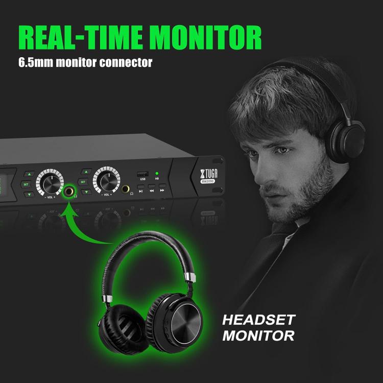 XTUGA RW2090 Professional Stage Wireless 2 Channel In Ear Monitoring System 4 in 1, US Plug, EU Plug, AU Plug, UK Plug