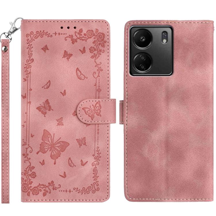 Secret Garden Butterfly Pattern Leather Phone Case, For Redmi 14C 4G, For Redmi A3, For Redmi 13C 4G Global