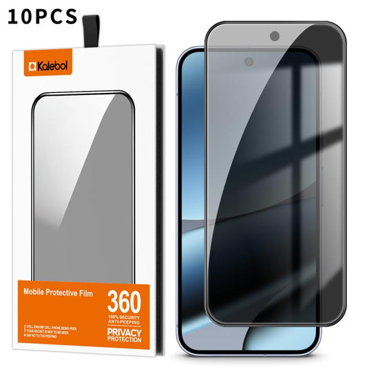 10pcs Kalebol High-Aluminum Screen-Printed Full-Coverage Black-Border Privacy Tempered Glass Film