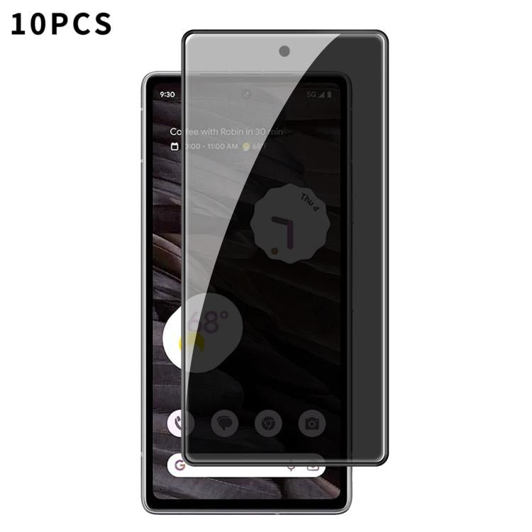 10pcs Kalebol High-Aluminum Screen-Printed Full-Coverage Black-Border Privacy Tempered Glass Film, For Google Pixel 10a, For Google Pixel 10 Pro XL, For Google Pixel 10 Pro, For Google Pixel 10, For Google Pixel 9a, For Google Pixel 9 Pro XL           ...