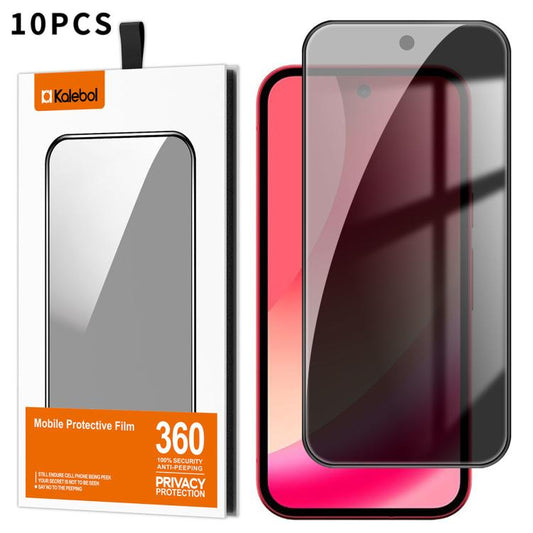 10 Stück Kalebol Hochaluminium-Siebdruck-Vollschutz-Sichtschutz-Hartglasfolie mit schwarzem Rand, für Google Pixel 10a, für Google Pixel 10 Pro XL, für Google Pixel 10 Pro, für Google Pixel 10, für Google Pixel 9a, für Google Pixel 9 Pro XL...