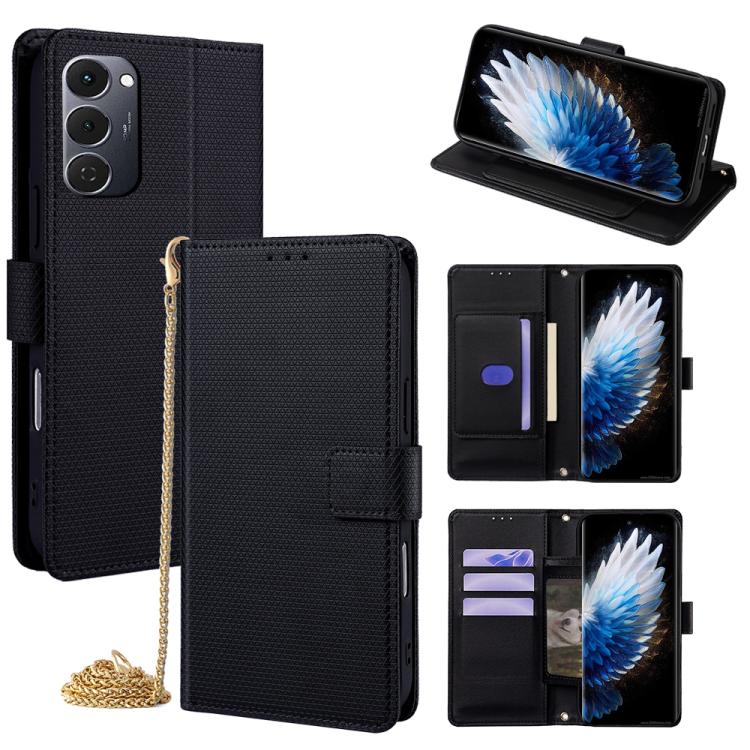 Crossbody Chain Triangle Leather Phone Case, For Tecno Pova Curve 2 5G, For Tecno Camon 50 Pro 4G, For Tecno Camon 50 4G, For Tecno Pova 7 Pro 5G, For Tecno Pova 7 5G, For Tecno Pop 10 4G, For Tecno Spark 40 Pro+ 4G, For Tecno Spark 40 Pro 4G