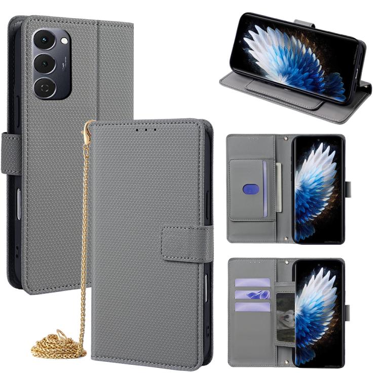 Crossbody Chain Triangle Leather Phone Case, For Tecno Pova Curve 2 5G, For Tecno Camon 50 Pro 4G, For Tecno Camon 50 4G, For Tecno Pova 7 Pro 5G, For Tecno Pova 7 5G, For Tecno Pop 10 4G, For Tecno Spark 40 Pro+ 4G, For Tecno Spark 40 Pro 4G