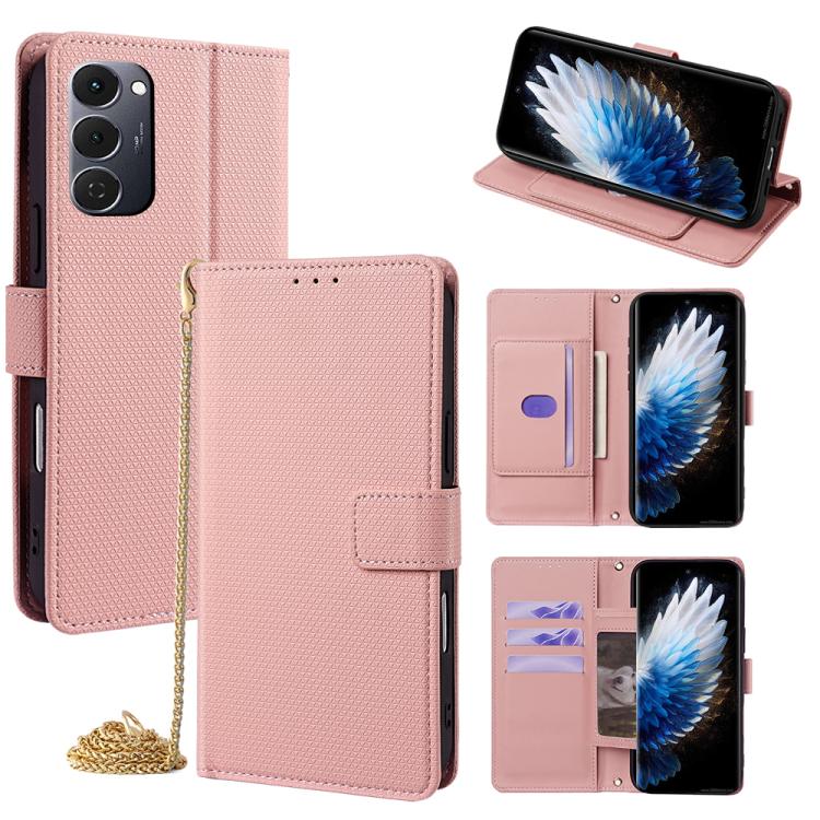 Crossbody Chain Triangle Leather Phone Case, For Tecno Pova Curve 2 5G, For Tecno Camon 50 Pro 4G, For Tecno Camon 50 4G, For Tecno Pova 7 Pro 5G, For Tecno Pova 7 5G, For Tecno Pop 10 4G, For Tecno Spark 40 Pro+ 4G, For Tecno Spark 40 Pro 4G