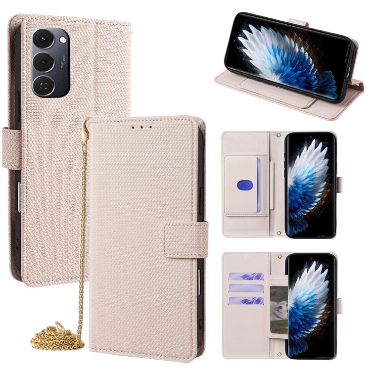 Crossbody Chain Triangle Leather Phone Case, For Tecno Pova Curve 2 5G, For Tecno Camon 50 Pro 4G, For Tecno Camon 50 4G, For Tecno Pova 7 Pro 5G, For Tecno Pova 7 5G, For Tecno Pop 10 4G, For Tecno Spark 40 Pro+ 4G, For Tecno Spark 40 Pro 4G