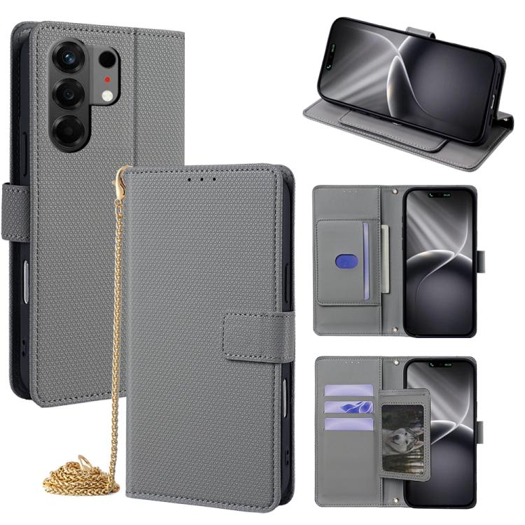 Crossbody Chain Triangle Leather Phone Case, For Tecno Pova Curve 2 5G, For Tecno Camon 50 Pro 4G, For Tecno Camon 50 4G, For Tecno Pova 7 Pro 5G, For Tecno Pova 7 5G, For Tecno Pop 10 4G, For Tecno Spark 40 Pro+ 4G, For Tecno Spark 40 Pro 4G