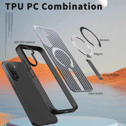 Honeycomb Cooling MagSafe Holder Phone Case, For Redmi A7 Pro 4G / 5G 171mm / Poco C85x, For Redmi Note 15 Pro+ 5G 163.3mm, For Redmi Note 15 4G / 5G Global 164mm, For Redmi K90 Pro Max / Poco F8 Ultra, For Redmi K90 / Poco F8 Pro 5G                   ...