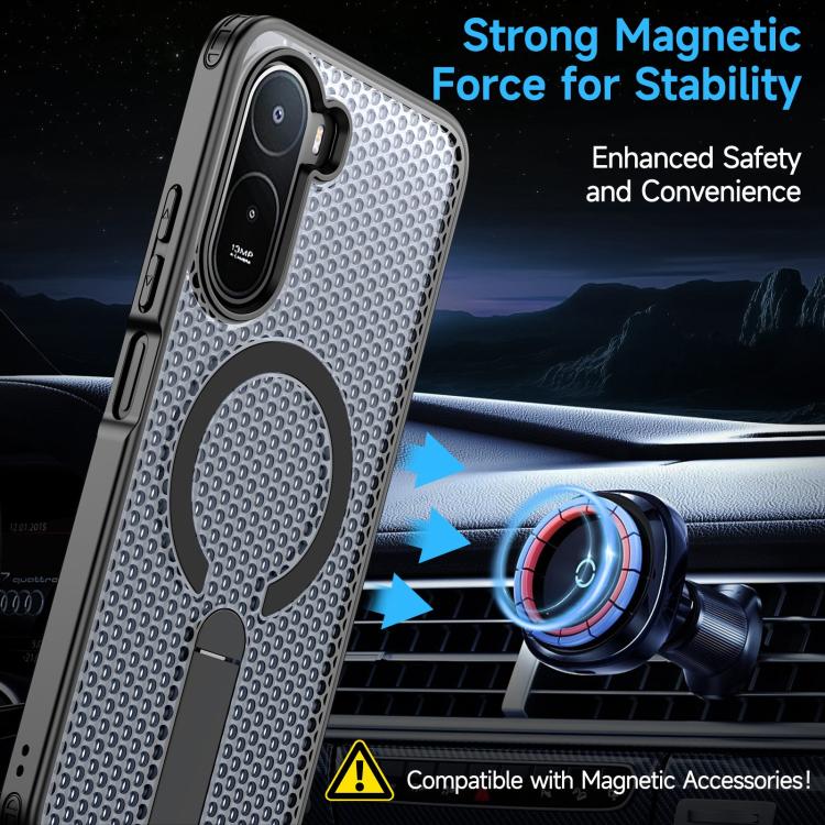 Honeycomb Cooling MagSafe Holder Phone Case, For Redmi A7 Pro 4G / 5G 171mm / Poco C85x, For Redmi Note 15 Pro+ 5G 163.3mm, For Redmi Note 15 4G / 5G Global 164mm, For Redmi K90 Pro Max / Poco F8 Ultra, For Redmi K90 / Poco F8 Pro 5G                   ...