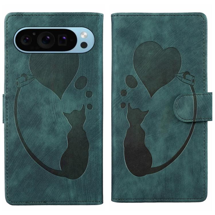 Pen Heart Cat Embossed Leather Phone Case, For Google Pixel 11 Pro XL, For Google Pixel 11 / 11 Pro, For Google Pixel 10a, For Google Pixel 9 Pro XL / 10 Pro XL, For Google Pixel 9 / 10 Pro
