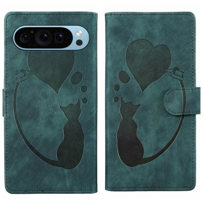 Pen Heart Cat Embossed Leather Phone Case, For Google Pixel 11 Pro XL, For Google Pixel 11 / 11 Pro, For Google Pixel 10a, For Google Pixel 9 Pro XL / 10 Pro XL, For Google Pixel 9 / 10 Pro