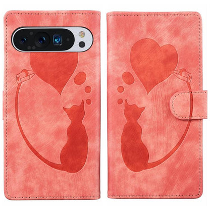 Pen Heart Cat Embossed Leather Phone Case, For Google Pixel 11 Pro XL, For Google Pixel 11 / 11 Pro, For Google Pixel 10a, For Google Pixel 9 Pro XL / 10 Pro XL, For Google Pixel 9 / 10 Pro
