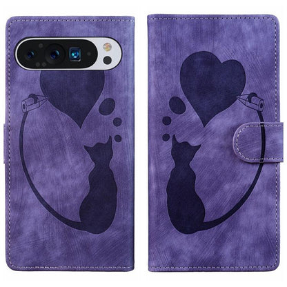 Pen Heart Cat Embossed Leather Phone Case, For Google Pixel 11 Pro XL, For Google Pixel 11 / 11 Pro, For Google Pixel 10a, For Google Pixel 9 Pro XL / 10 Pro XL, For Google Pixel 9 / 10 Pro
